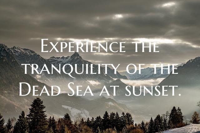 Experience the tranquility of the Dead Sea at suns...